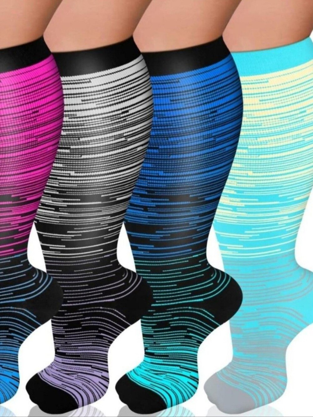 Diu Life 5XL Plus Size Compression Socks (4-Pack) 15-20 mmHg Wide Calf NWT